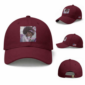 Disgusted Black Doll Meme Baseball Cap Funny Sassy Reaction Afro Girl With Attitude TS10 Baseball Cap Universal Fit Maroon Print Your Wear