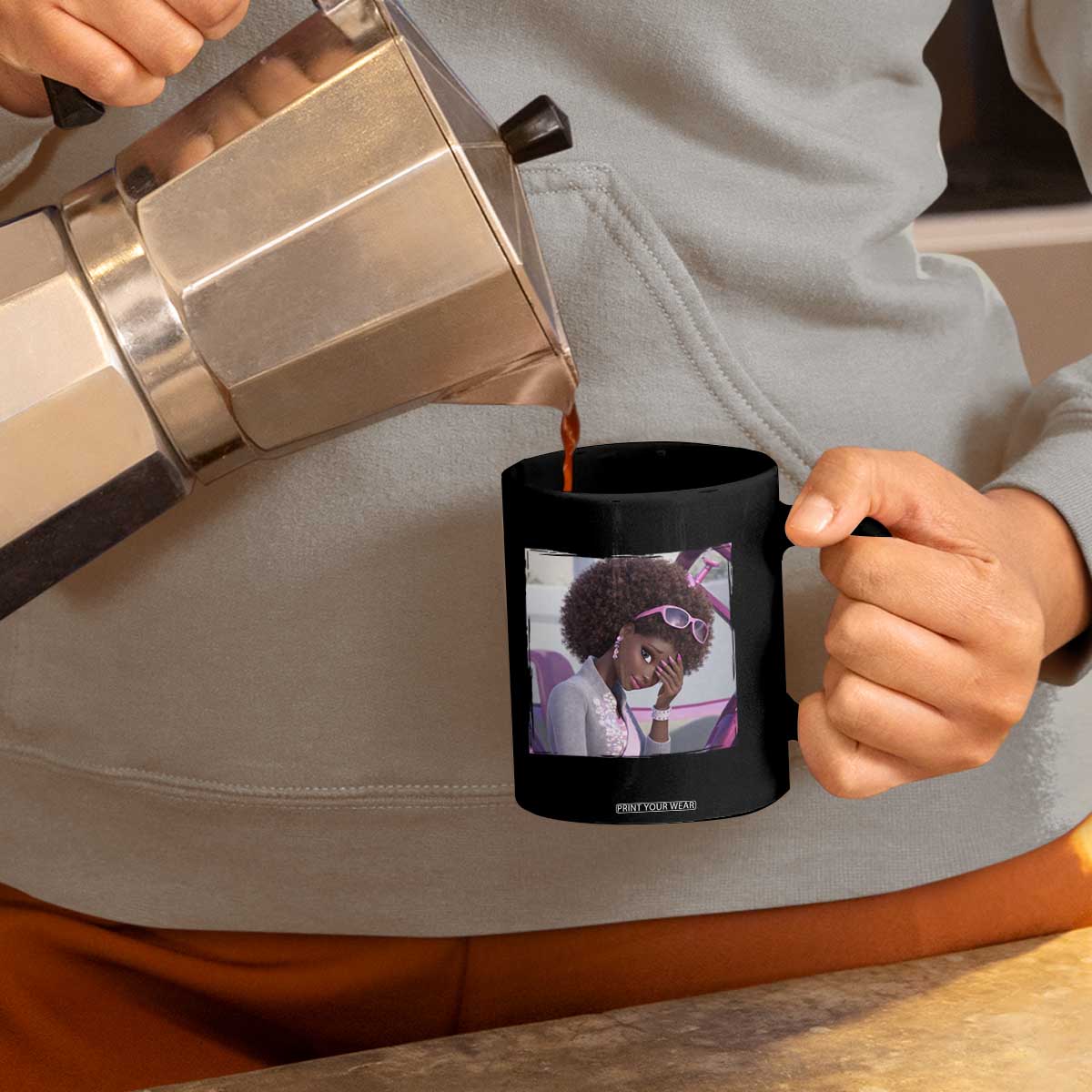 Disgusted Black Doll Meme Coffee Mug Funny Sassy Reaction Afro Girl With Attitude TS10 Print Your Wear
