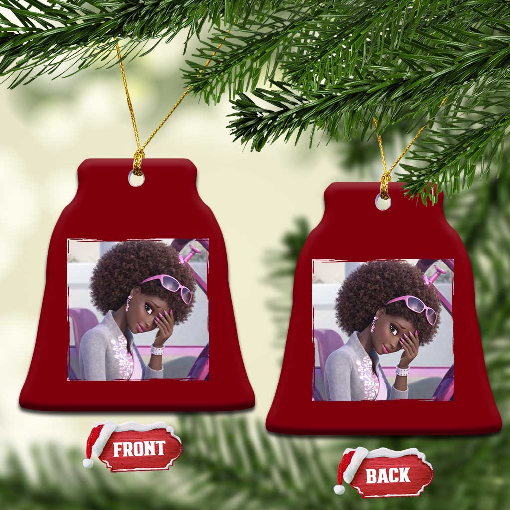 Disgusted Black Doll Meme Ceramic Ornament Funny Sassy Reaction Afro Girl With Attitude TS10 Print Your Wear