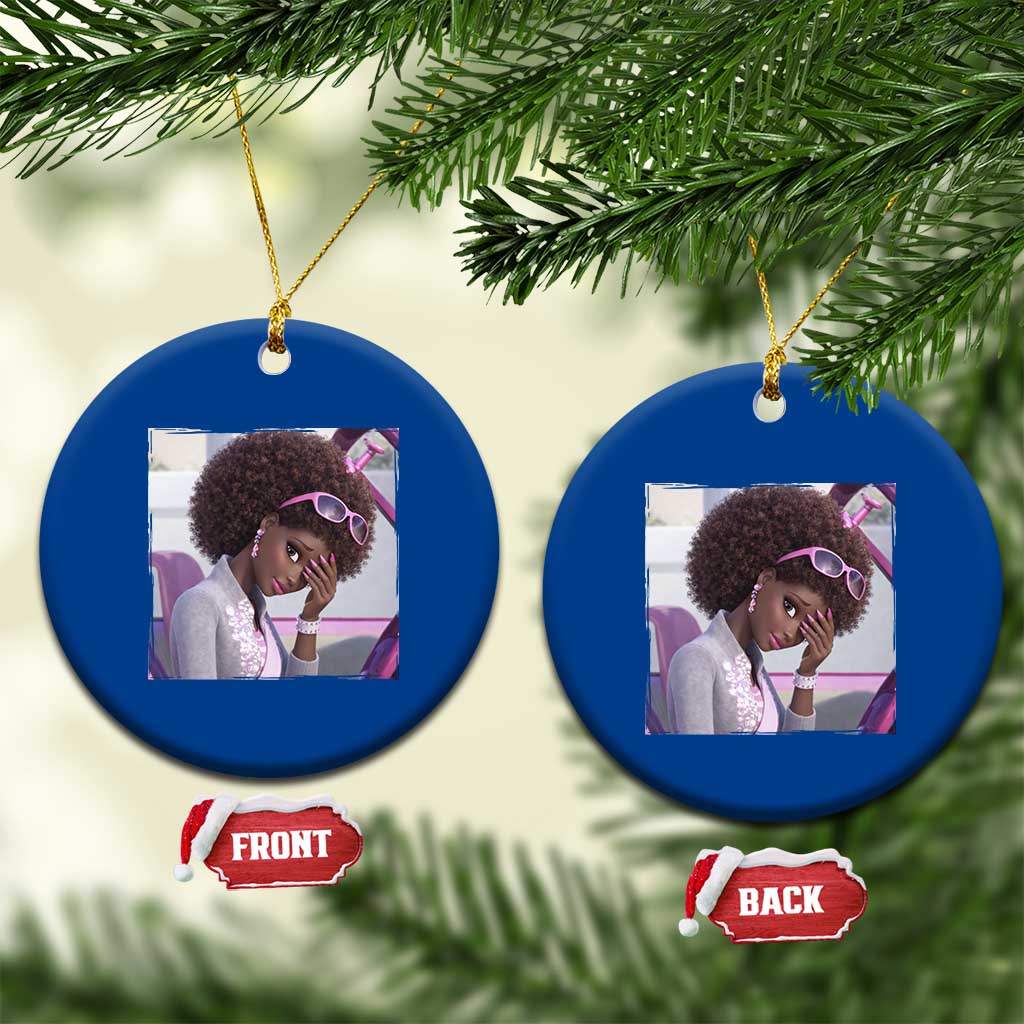 Disgusted Black Doll Meme Ceramic Ornament Funny Sassy Reaction Afro Girl With Attitude TS10 1pc Blue Print Your Wear