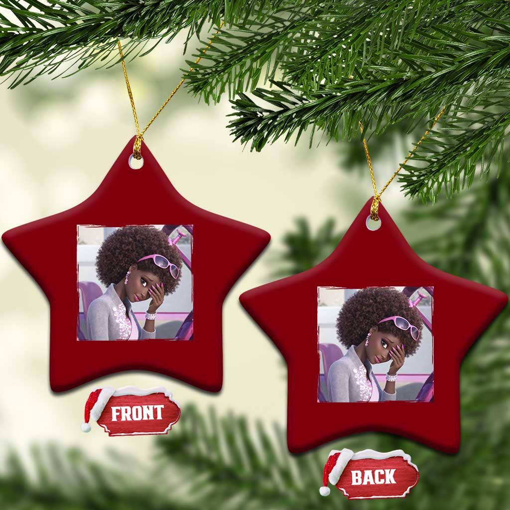 Disgusted Black Doll Meme Ceramic Ornament Funny Sassy Reaction Afro Girl With Attitude TS10 Print Your Wear