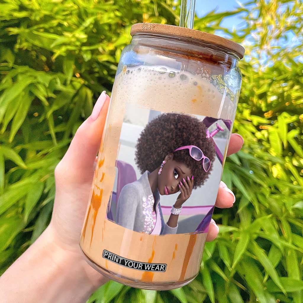 Disgusted Black Doll Meme Glass Can Funny Sassy Reaction Afro Girl With Attitude TS10 Black Print Your Wear
