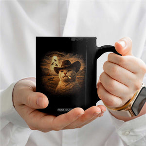 Funny Cowboy Cat UFO Coffee Mug Retro Western Rodeo Meme Cats Lover Gift TS10 Print Your Wear