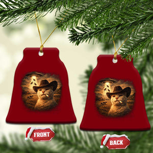 Funny Cowboy Cat UFO Ceramic Ornament Retro Western Rodeo Meme Cats Lover Gift TS10 Print Your Wear