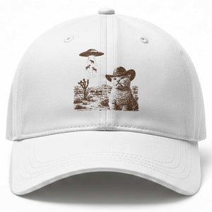 UFO Cowboy Cat Baseball Cap Vintage Graphic Retro Western Rodeo TS10 Print Your Wear