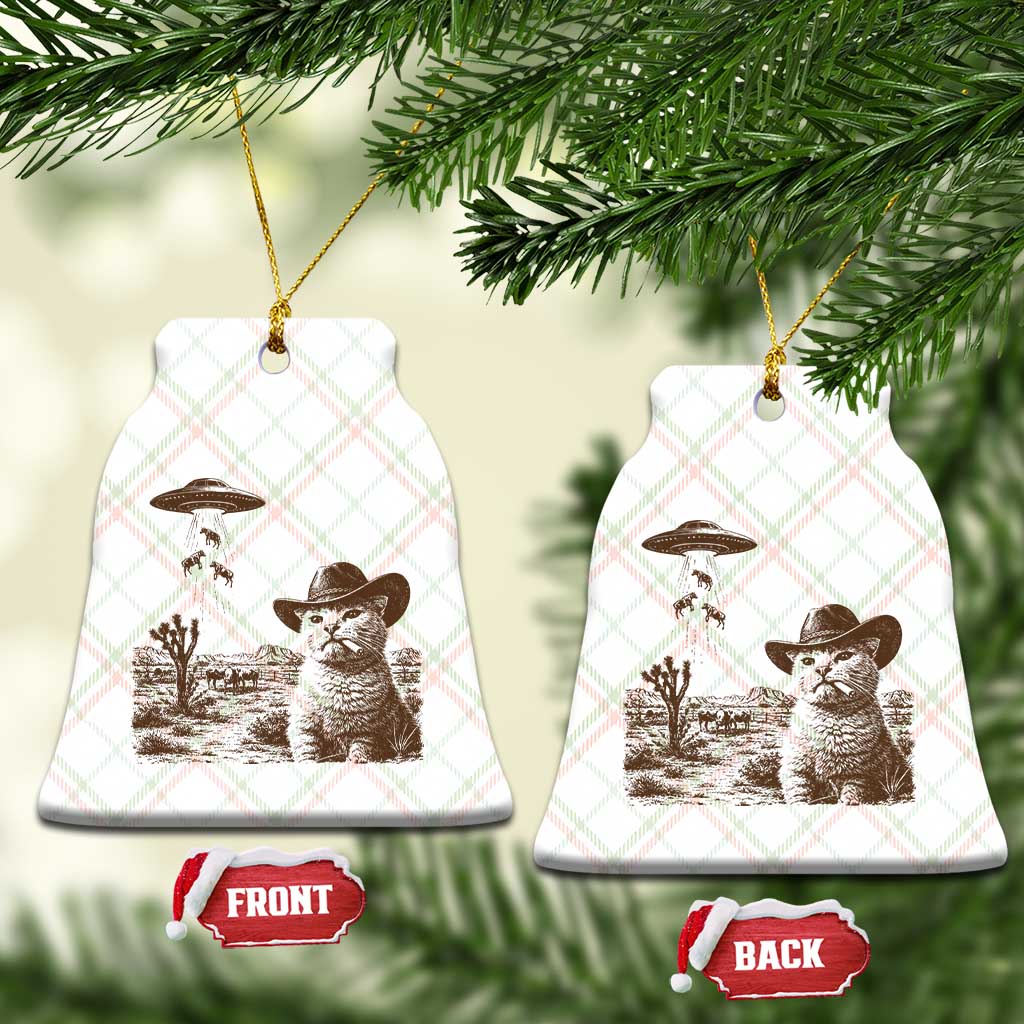 UFO Cowboy Cat Ceramic Ornament Vintage Graphic Retro Western Rodeo TS10 Print Your Wear