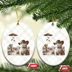 UFO Cowboy Cat Ceramic Ornament Vintage Graphic Retro Western Rodeo TS10 Print Your Wear