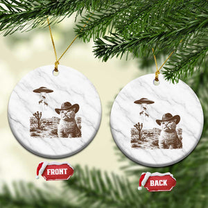 UFO Cowboy Cat Ceramic Ornament Vintage Graphic Retro Western Rodeo TS10 1pc White Marble Print Your Wear