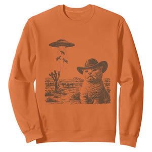 UFO Cowboy Cat Sweatshirt Vintage Graphic Retro Western Rodeo TS10 Orange Print Your Wear
