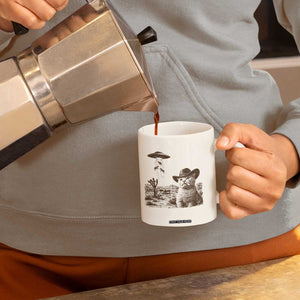 UFO Cowboy Cat Coffee Mug Vintage Graphic Retro Western Rodeo TS10 Print Your Wear