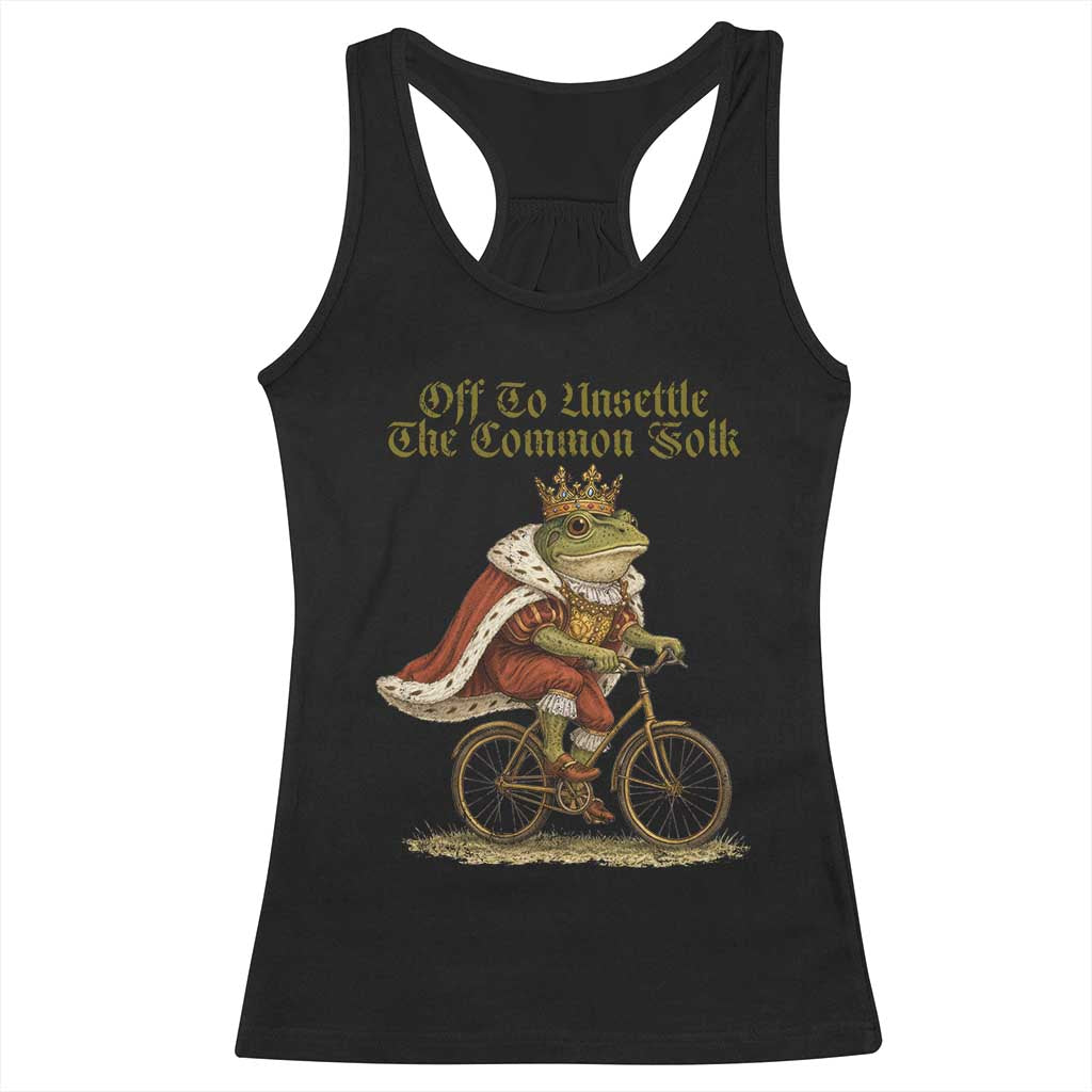 Chaotic Frog Meme Racerback Tank Top Off To Unsettle The Common Folk Vintage Unhinged Humor TS10 Black Print Your Wear