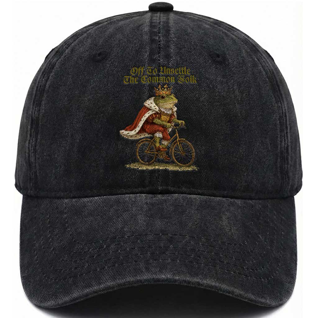 Chaotic Frog Meme Washed Cotton Baseball Cap Off To Unsettle The Common Folk Vintage Unhinged Humor TS10 Print Your Wear