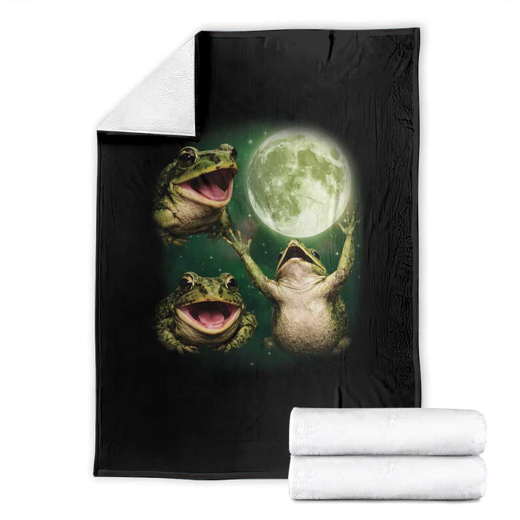 Frog Moon Vintage Graphic Throw Blanket Retro Amphibian Nature Cottagecore Gift TS10 Black Print Your Wear