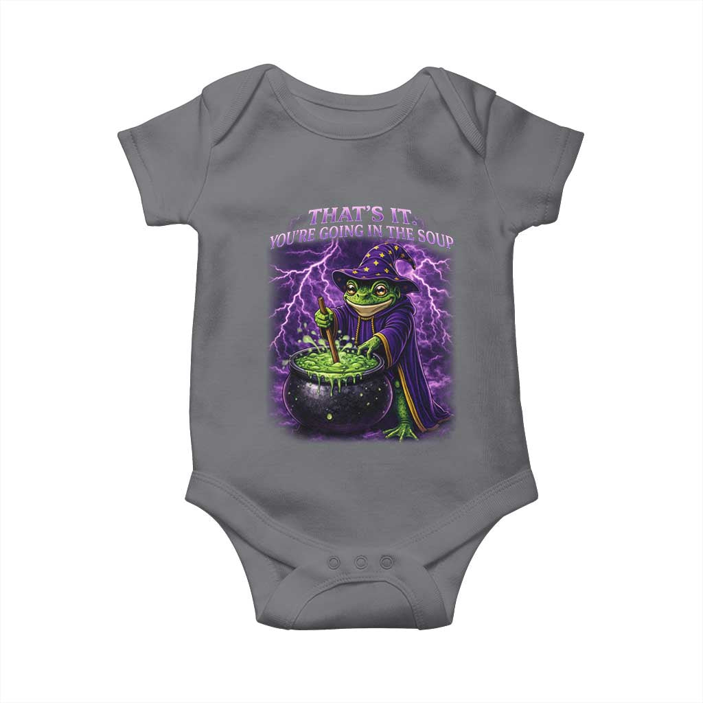 Frog Meme Baby Onesie Vintage Graphic Thats It Youre Going In The Soup TS10 Charcoal Print Your Wear