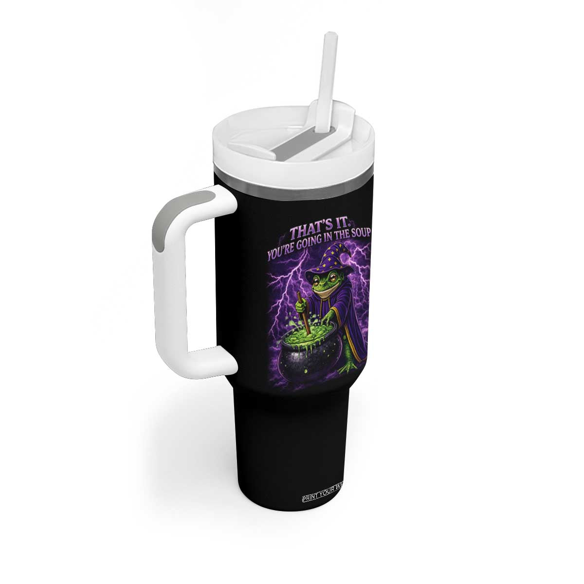 Frog Meme Tumbler With Handle Vintage Graphic Thats It Youre Going In The Soup TS10 Print Your Wear