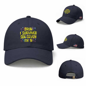 8th Birthday Baseball Cap Im 8 Year Old Bruh I Survived 67 Colorful Bubble Flower TS10 Baseball Cap Universal Fit Navy Print Your Wear