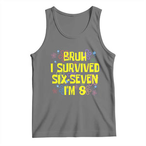 8th Birthday Tank Top Im 8 Year Old Bruh I Survived 67 Colorful Bubble Flower TS10 Black Heather Print Your Wear
