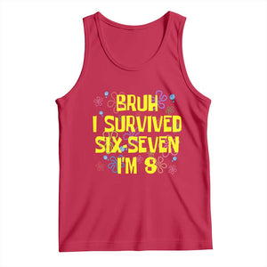 8th Birthday Tank Top Im 8 Year Old Bruh I Survived 67 Colorful Bubble Flower TS10 Red Print Your Wear