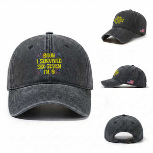 8th Birthday Washed Cotton Baseball Cap Im 8 Year Old Bruh I Survived 67 Colorful Bubble Flower TS10 Washed Cap Universal Fit Dark Gray Print Your Wear