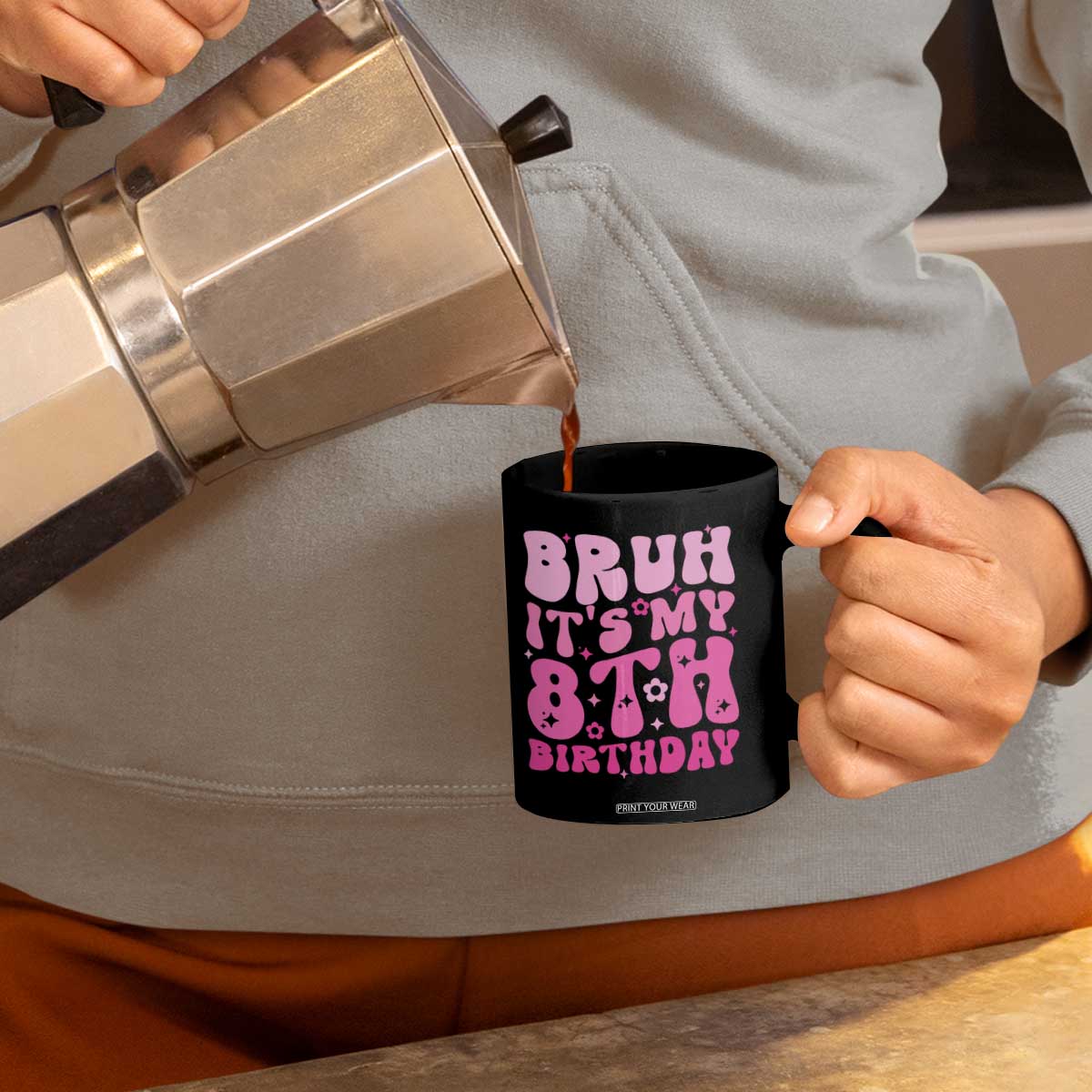 8th Birthday Girls Coffee Mug Bruh Its My 8 Bday Eight Years Old TS10 Print Your Wear