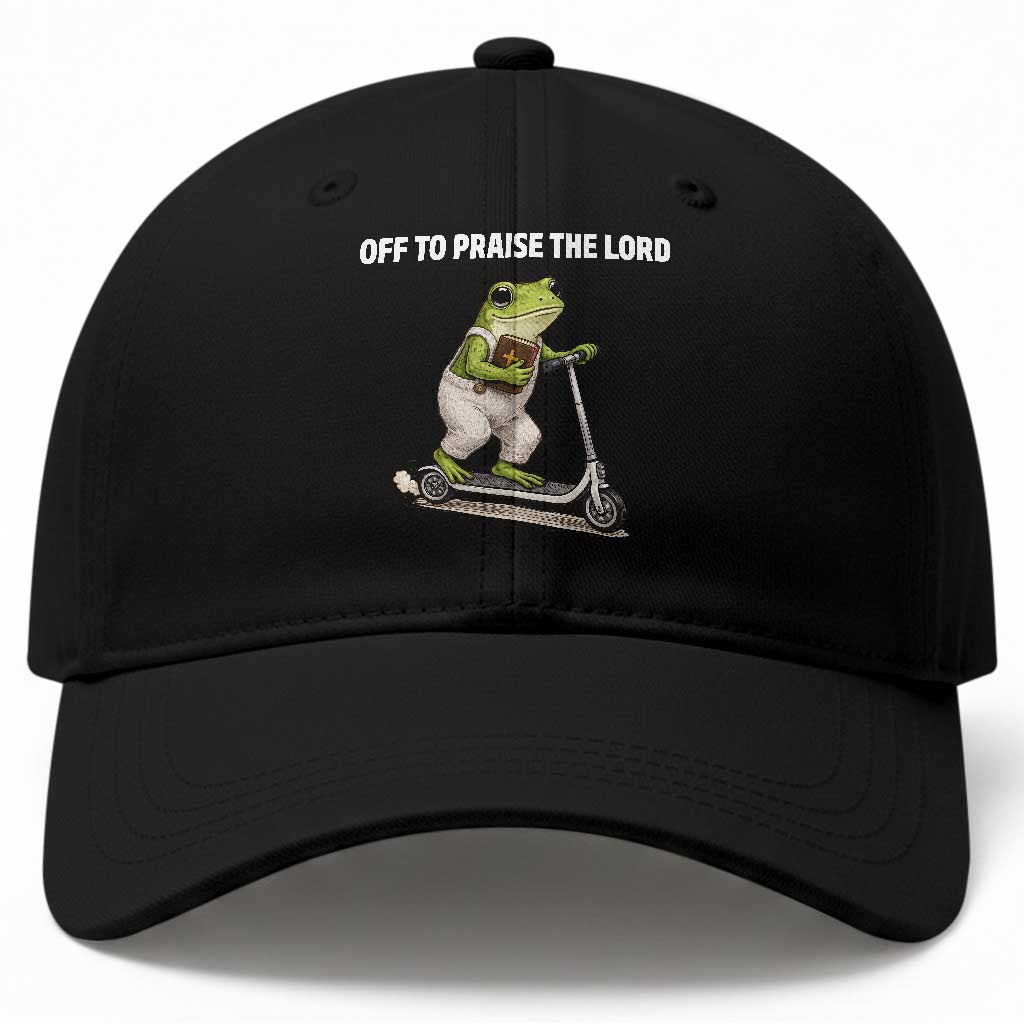 Funny Christian Frog Baseball Cap Off To Praise The Lord TS10 Print Your Wear