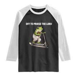 Funny Christian Frog Raglan Shirt Off To Praise The Lord TS10 Black White Print Your Wear