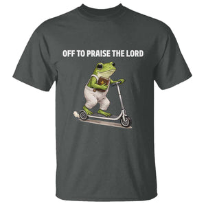 Funny Christian Frog T Shirt Off To Praise The Lord TS10 Dark Heather Print Your Wear