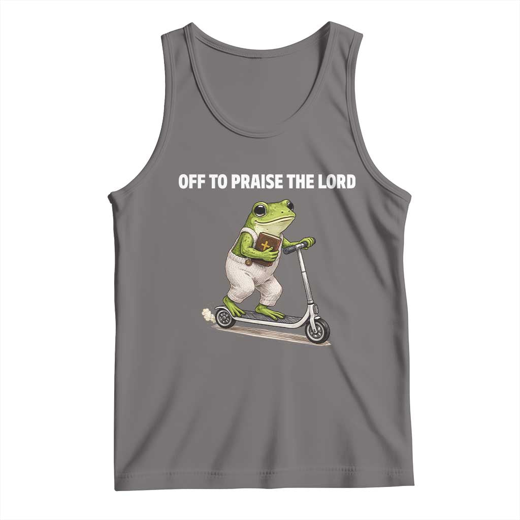 Funny Christian Frog Tank Top Off To Praise The Lord TS10 Deep Heather Print Your Wear