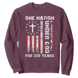 250 Years Anniversary Sweatshirt 250th Independence Day Freedom One Nation Under God US Flag TS10 Maroon Print Your Wear