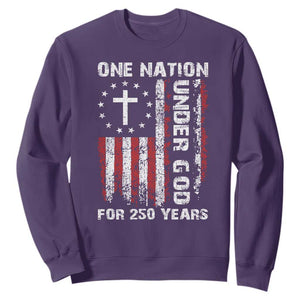 250 Years Anniversary Sweatshirt 250th Independence Day Freedom One Nation Under God US Flag TS10 Purple Print Your Wear