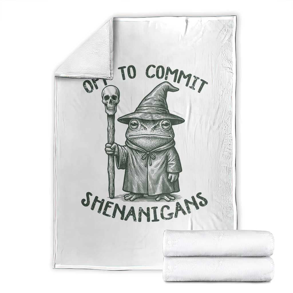Wizard Frog Throw Blanket Funny Off to Commit Shenanigans TS10 White Print Your Wear