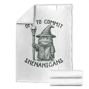Wizard Frog Throw Blanket Funny Off to Commit Shenanigans TS10 White Print Your Wear