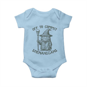 Wizard Frog Baby Onesie Funny Off to Commit Shenanigans TS10 Light Blue Print Your Wear