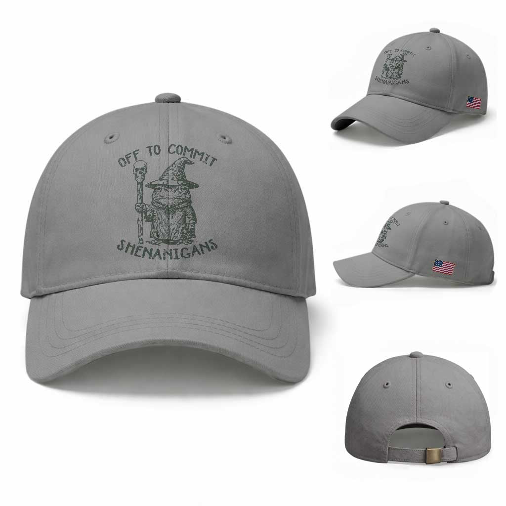 Wizard Frog Baseball Cap Funny Off to Commit Shenanigans TS10 Baseball Cap Universal Fit Sport Gray Print Your Wear
