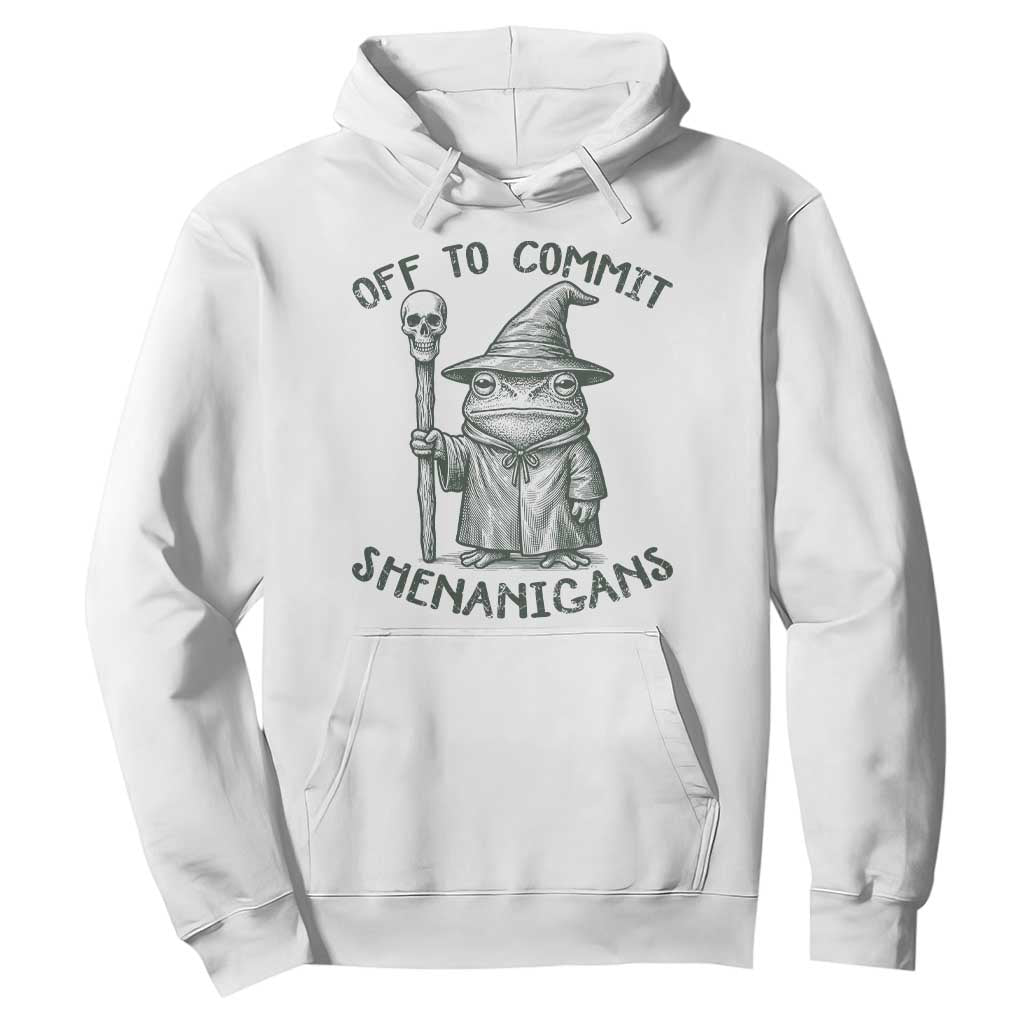 Wizard Frog Hoodie Funny Off to Commit Shenanigans TS10 White Print Your Wear