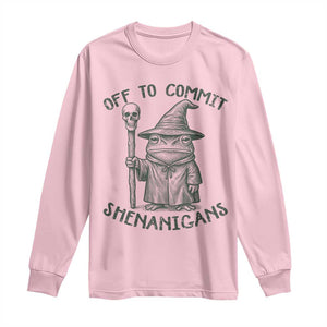 Wizard Frog Long Sleeve Shirt Funny Off to Commit Shenanigans TS10 Light Pink Print Your Wear