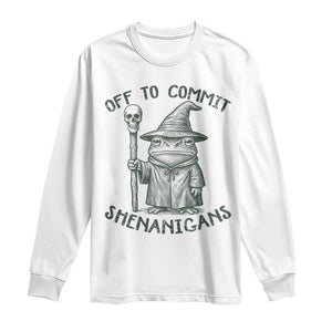 Wizard Frog Long Sleeve Shirt Funny Off to Commit Shenanigans TS10 White Print Your Wear