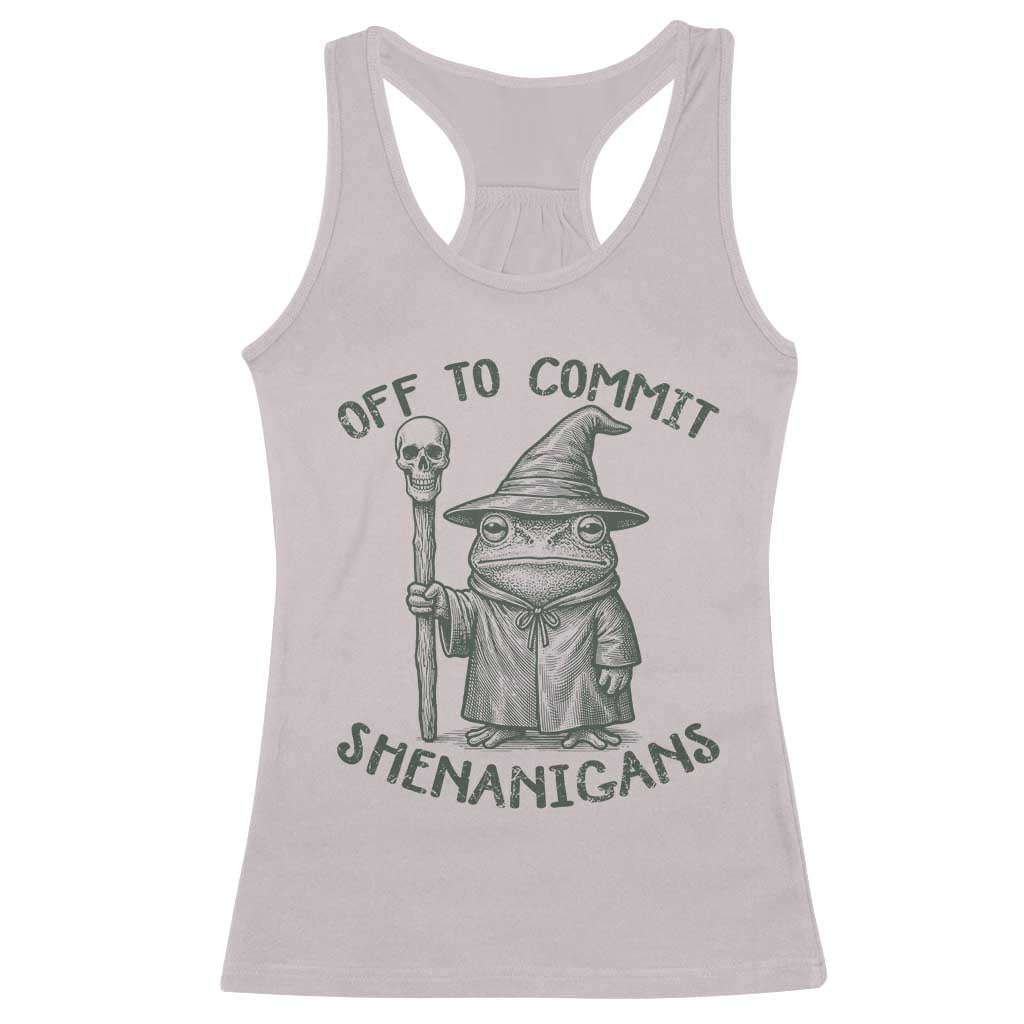 Wizard Frog Racerback Tank Top Funny Off to Commit Shenanigans TS10 Ice Gray Print Your Wear