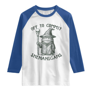 Wizard Frog Raglan Shirt Funny Off to Commit Shenanigans TS10 White Royal Print Your Wear