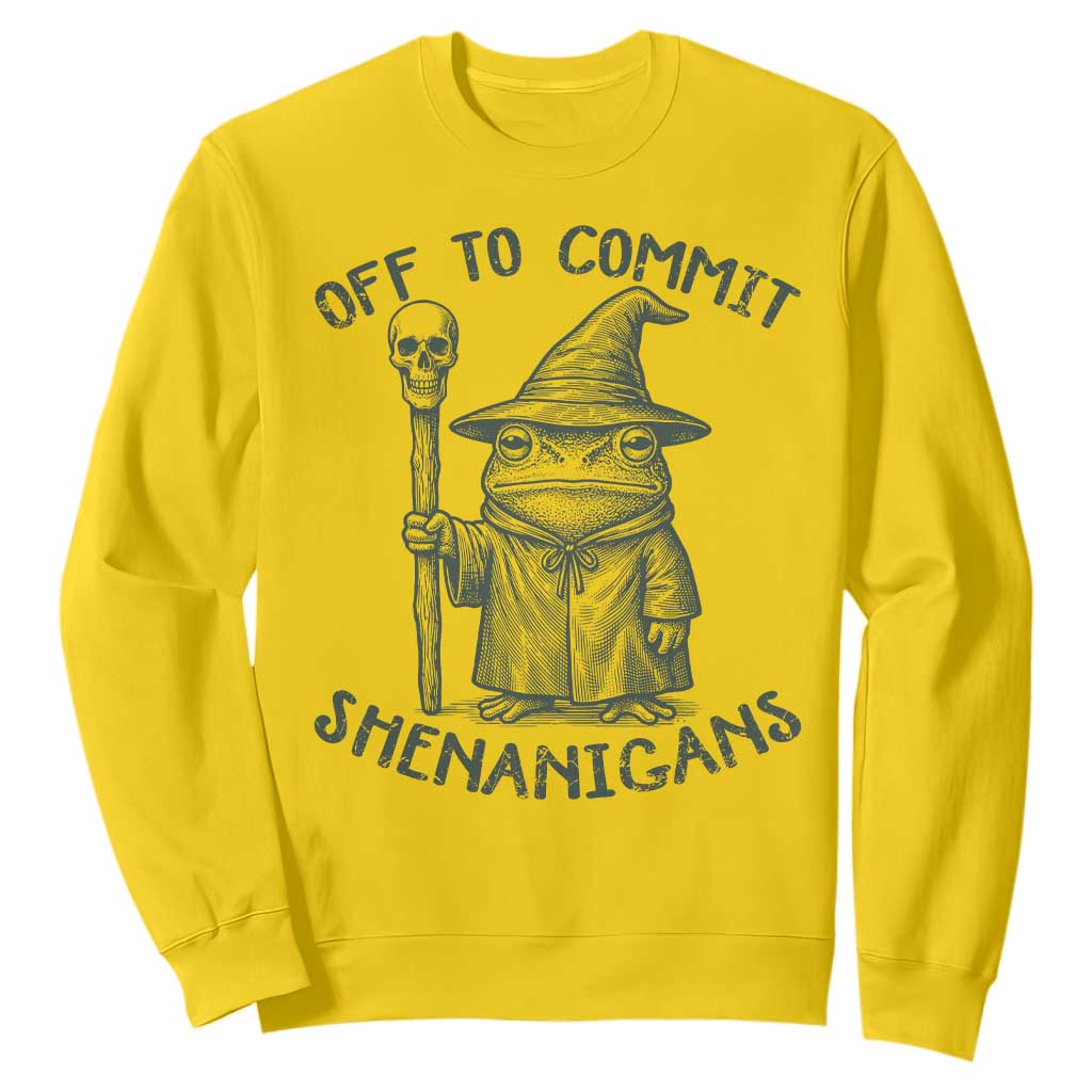 Wizard Frog Sweatshirt Funny Off to Commit Shenanigans TS10 Daisy Print Your Wear