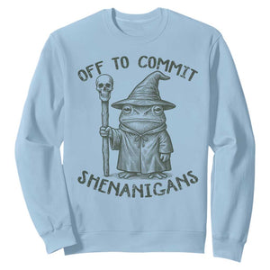 Wizard Frog Sweatshirt Funny Off to Commit Shenanigans TS10 Light Blue Print Your Wear