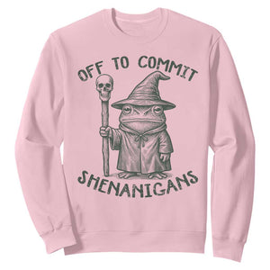 Wizard Frog Sweatshirt Funny Off to Commit Shenanigans TS10 Light Pink Print Your Wear