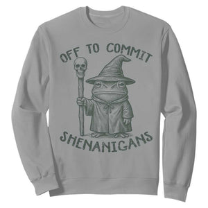 Wizard Frog Sweatshirt Funny Off to Commit Shenanigans TS10 Sport Gray Print Your Wear