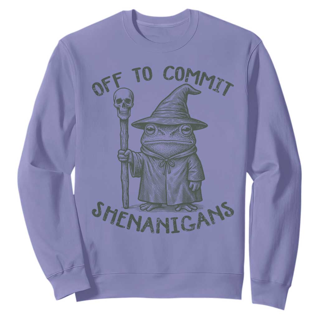Wizard Frog Sweatshirt Funny Off to Commit Shenanigans TS10 Violet Print Your Wear