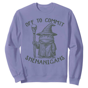 Wizard Frog Sweatshirt Funny Off to Commit Shenanigans TS10 Violet Print Your Wear