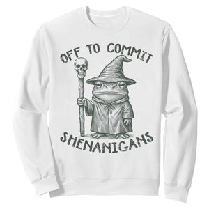 Wizard Frog Sweatshirt Funny Off to Commit Shenanigans TS10 White Print Your Wear