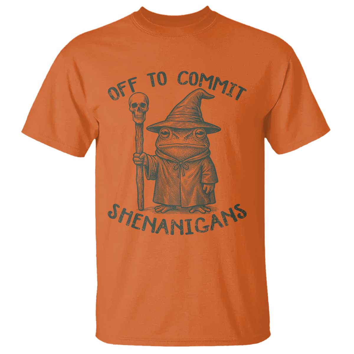 Wizard Frog T Shirt Funny Off to Commit Shenanigans TS10 Orange Print Your Wear