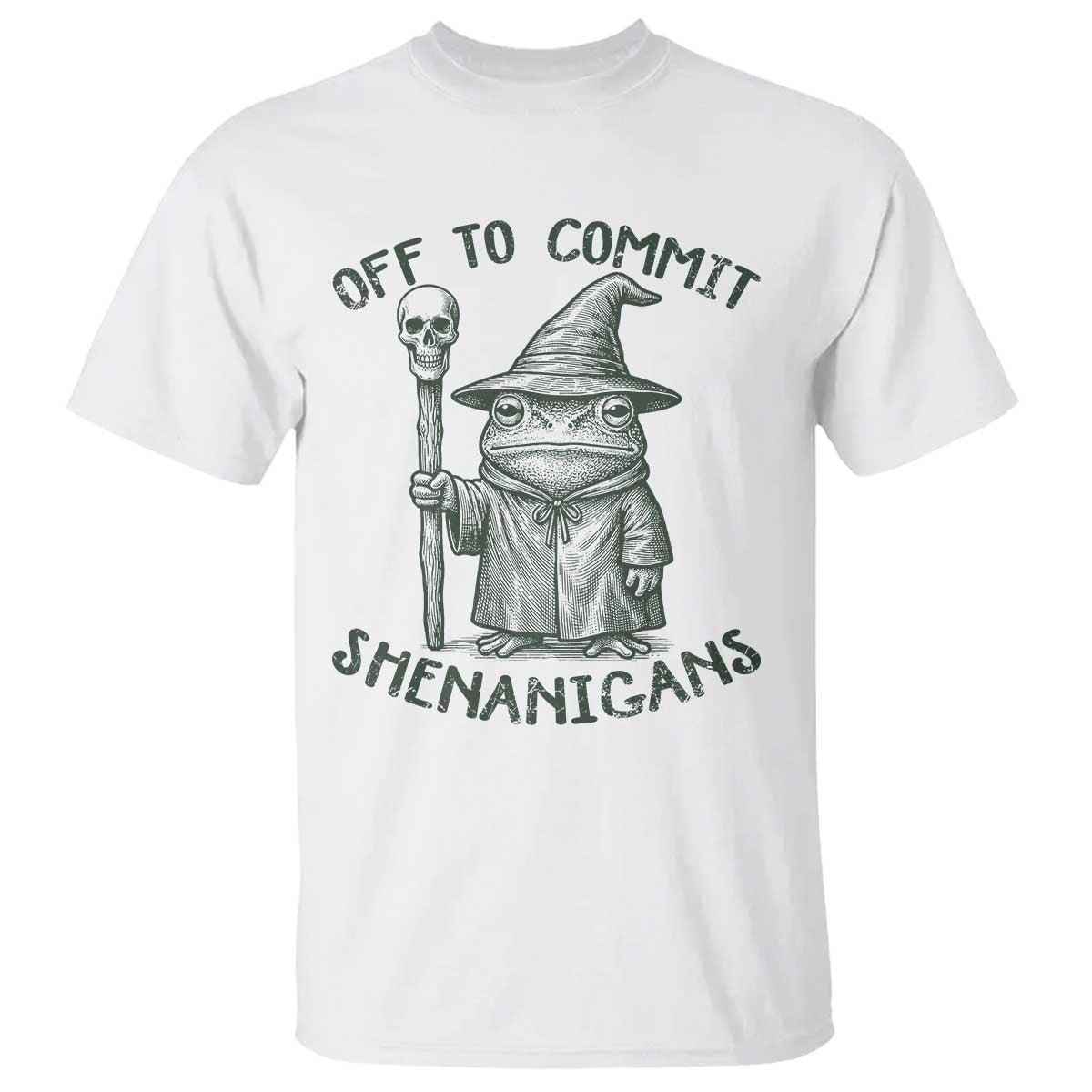 Wizard Frog T Shirt Funny Off to Commit Shenanigans TS10 White Print Your Wear