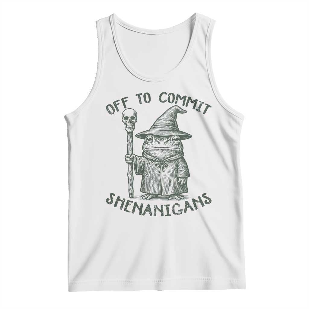 Wizard Frog Tank Top Funny Off to Commit Shenanigans TS10 White Print Your Wear