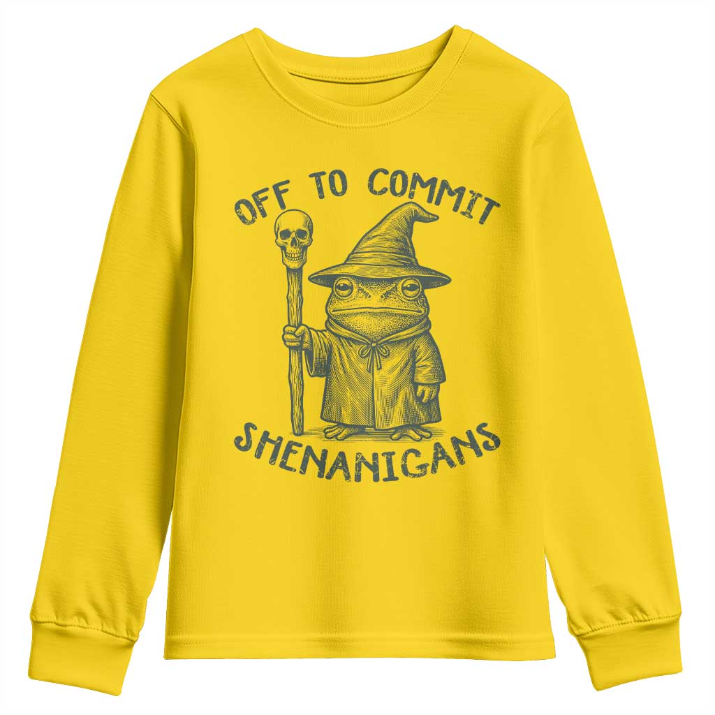 Wizard Frog Youth Sweatshirt Funny Off to Commit Shenanigans TS10 Daisy Print Your Wear